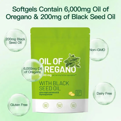 Oil of Oregano with Black Seed Oil 300 Capsules